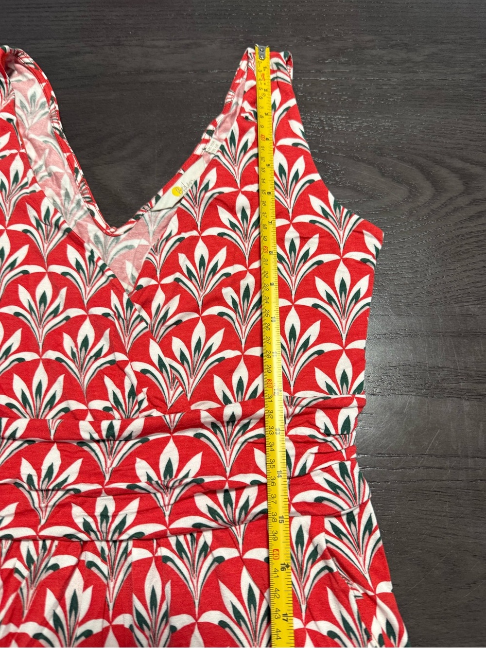 Boden Red White Print Faux Wrap V-Neckline Sleeveless Jersey Dress Size 6R - Picture 8 of 11